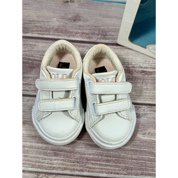 Polo Ralph Lauren Baby Crib Shoes Girls Vintage Box White Pink Size 4 - Picture 5 of 16